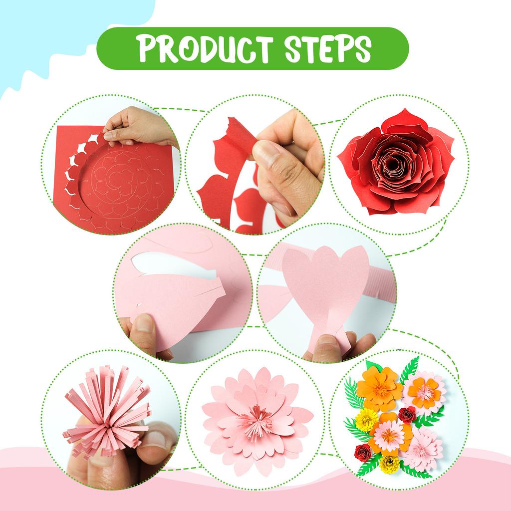 Kids' DIY Paper Flower Kit - Colorful Craft Materials For Birthday Decorations & Wall Art