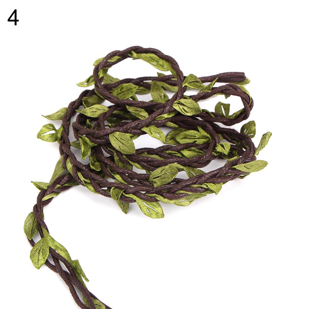 10m Cloth Hemp Rope Artificial Green Leaves Rattan DIY Craft Decorative Ribbon Christmas Ornament