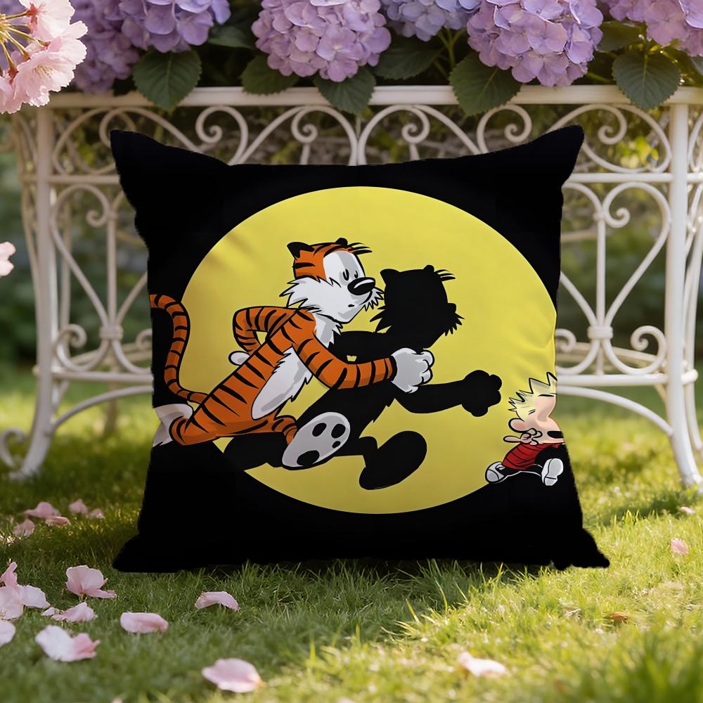 Kreskówka C-Calvin i H-Hobbes Poszewka na Poduszkę Dom i Samochód Dwustronna Poszewka: Dwustronny dla najwyższego komfortu
