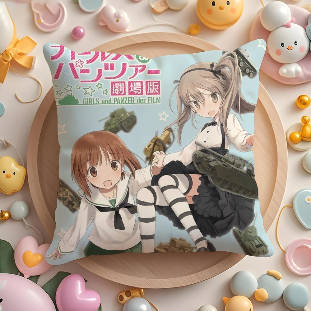 Girls Und P-Panzer More Love Cushion Cover Plush Fabric Soft Double-Sided Printed Sofa Warm Winter Home Gift Pillow Cover