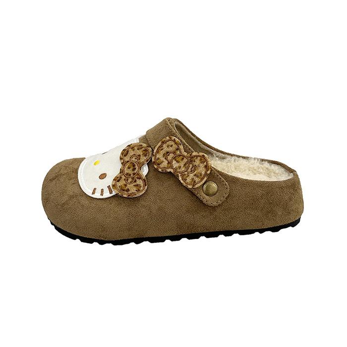 Versatile Baotou Casual Slippers Women's Autumn and Winter Cute Cartoon Outer Wear Casual Lotus Leaf Edge One Pedal Baotou Slippers