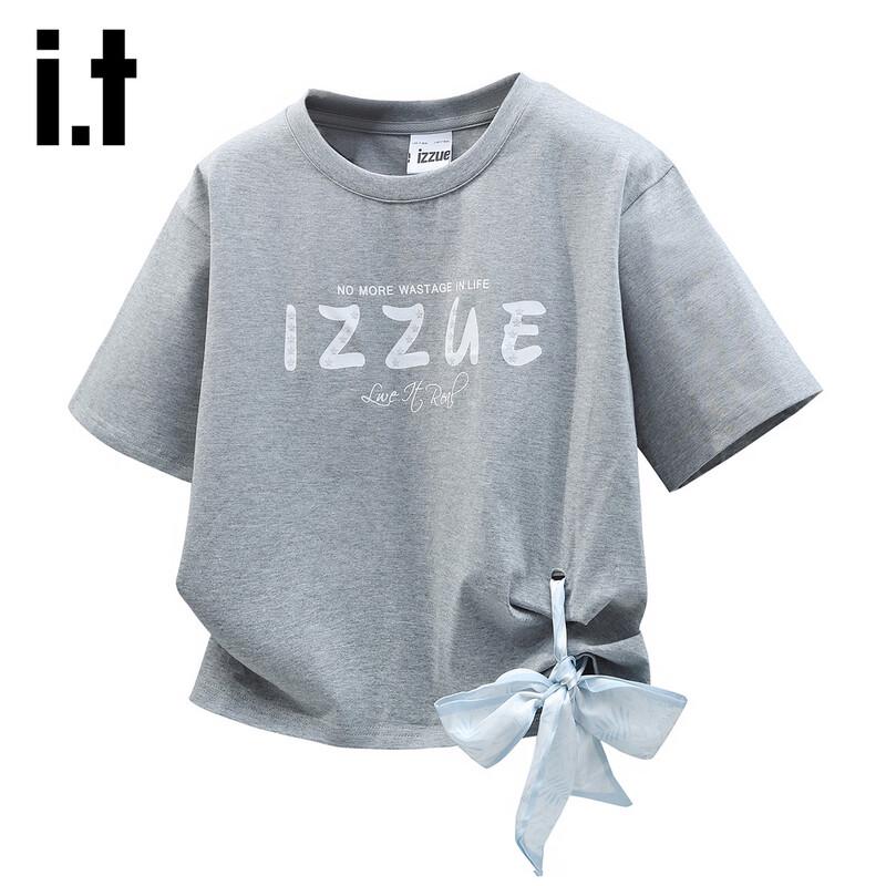 Izzue IT Women s Scarf Detail Round Neck T-Shirt L хизер серый