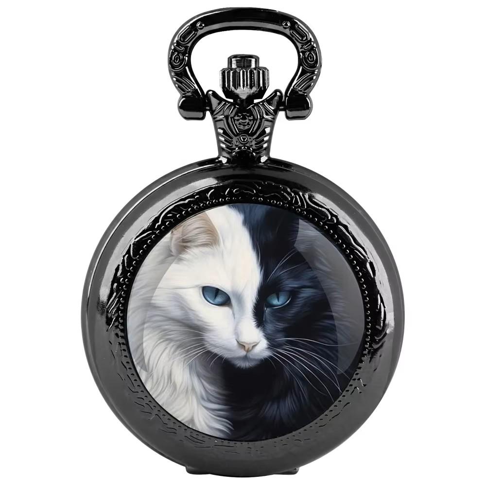 Vintage Retro negru alb chinezesc Yinyang cuarț Unisex bărbați femei ceas de buzunar cuarț colier pandantiv ceas lanț casual clasic cadran bijuterii cadou