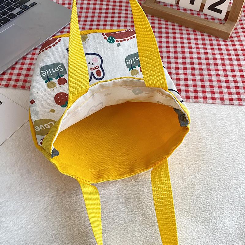 Cartoon Cute Bunny Canvas Bag, New Fashionable Versatile Bucket Bag Literary Girl Handbag