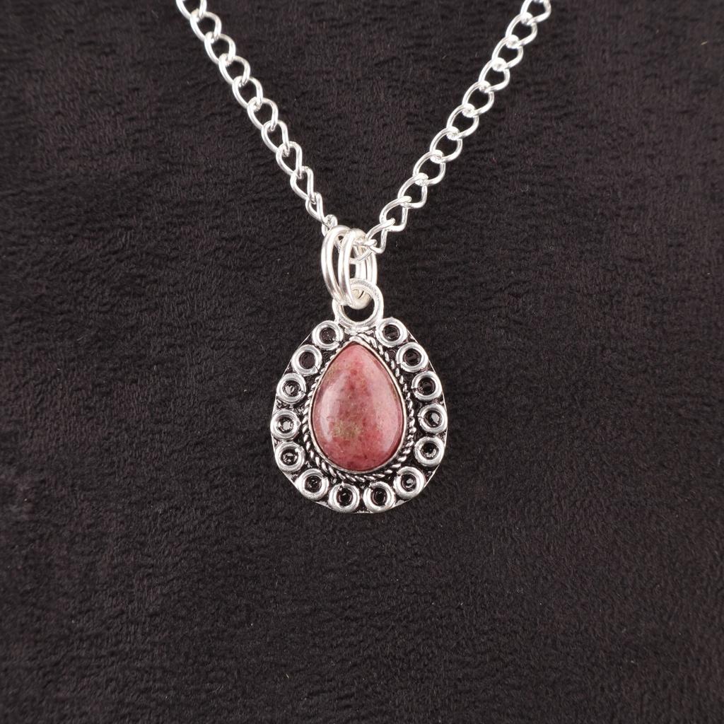 Black Rhodonite Stone 925 Sterling Silver Best Friend Gift Anniversary Pendant PP-26-27