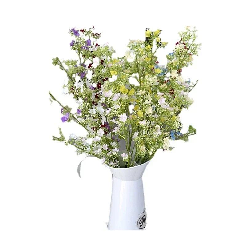 Simulation Flowers Silk Gypsophilas Wedding Decor Artificial 3 Forks Gypsophila Branches Pink Fake Flower Balcony Decoration