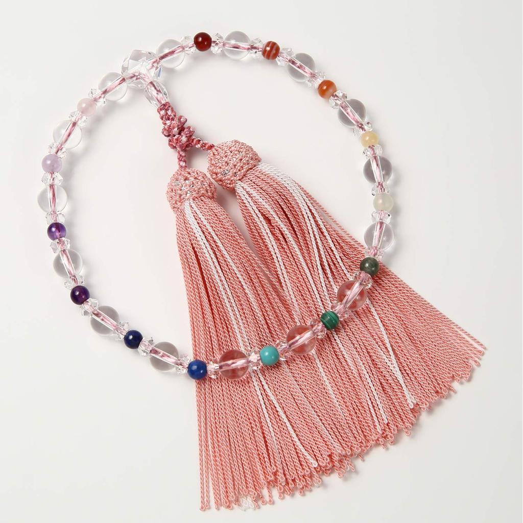 Kiho Kobo Highest Grade Prayer Beads Kyoto Prayer Beads for Women Genuine Crystal Wooden Box Included Prayer Beads for All Sects Color Diary Rainbow