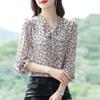 M-4XL Floral Chiffon Shirt for Women Spring Summer New Mom's Clothing Fashion Long Sleeve Bottoming Blouse