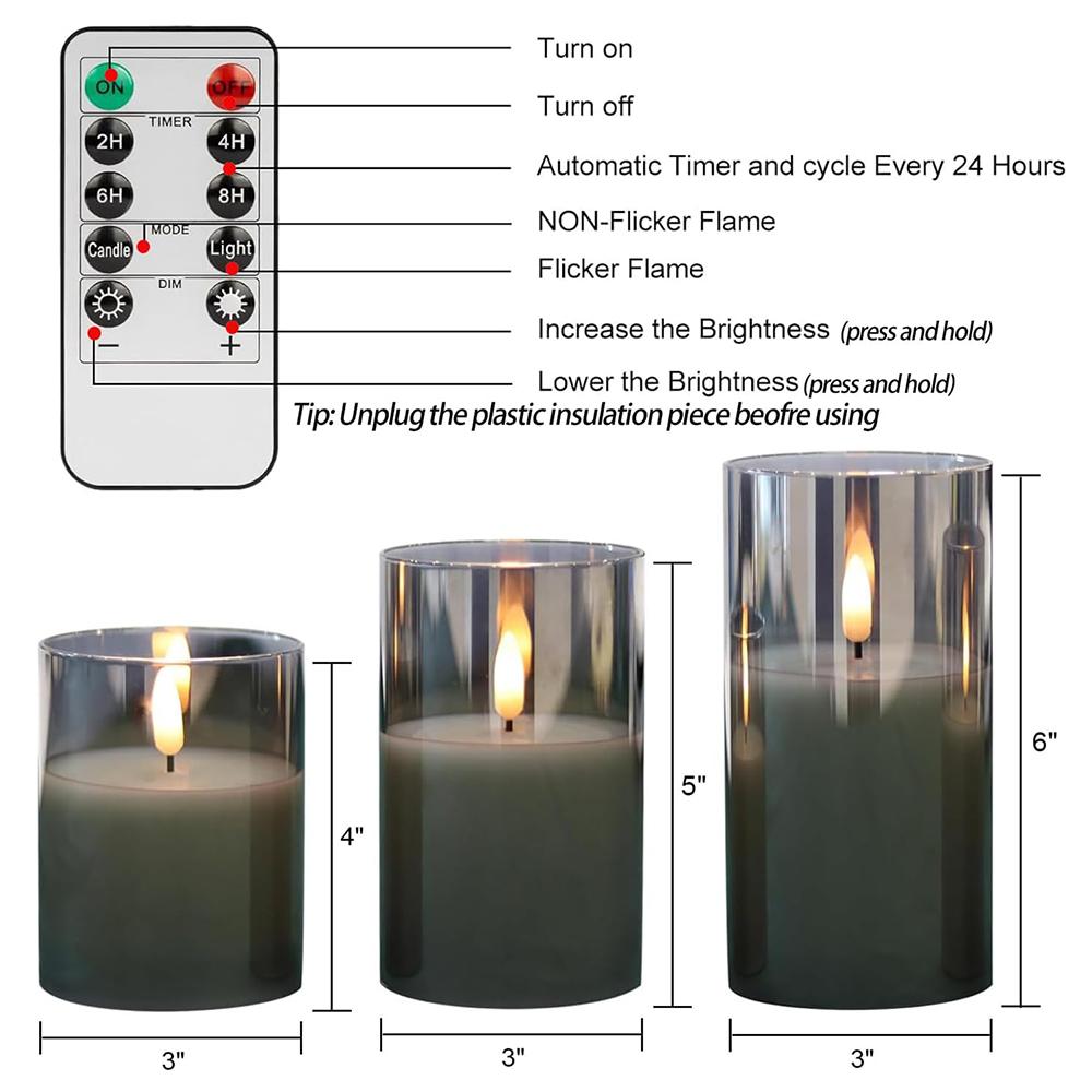 3PCS LED Candle Light Battery Operated Remote Control Flameless Candle Lights For Home Party Bedroom Decoration Candles