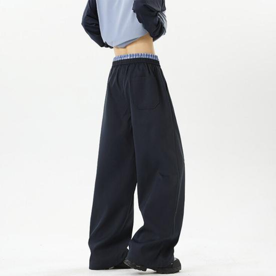 Men's Casual Baggy Pants Drawstring Waist Trousers with Cartoon Dachshund Embroidery Loose Fit Streetwear Pants for Vacation Travel School