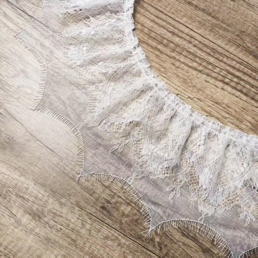 2M Floral Embroidery Lace Handmade Bearded Edge Wedding Embroidery Sewing Material Lace Trim Lace Ribbons Trim Home Decor