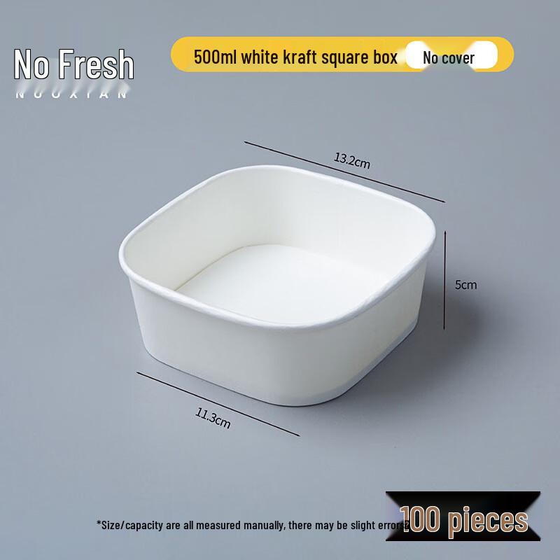 Food-Grade Disposable Kraft Paper Square Boxes 500ml