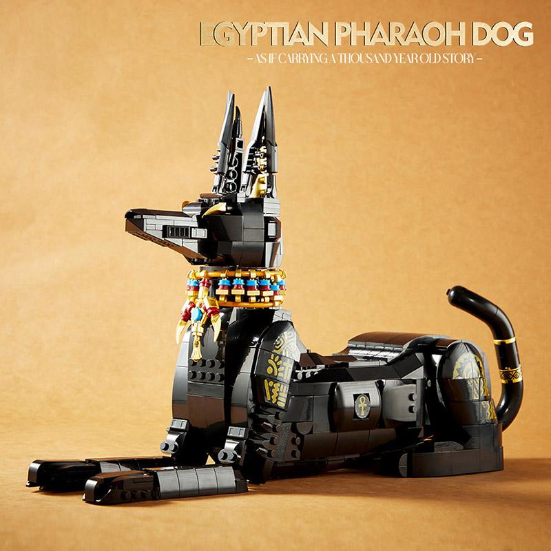 MOC City 1208pcs Ancient Egyptian Pharaoh Dog Model Building Blocks Set DIY Magical Animal Anubis Bricks Toys For Kids Gifts