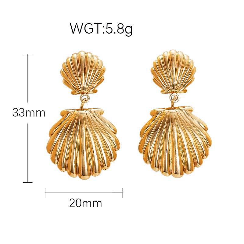 Golden Ocean-Style Starfish & Scallop Shell Earrings - Stainless Steel Ear Jewelry