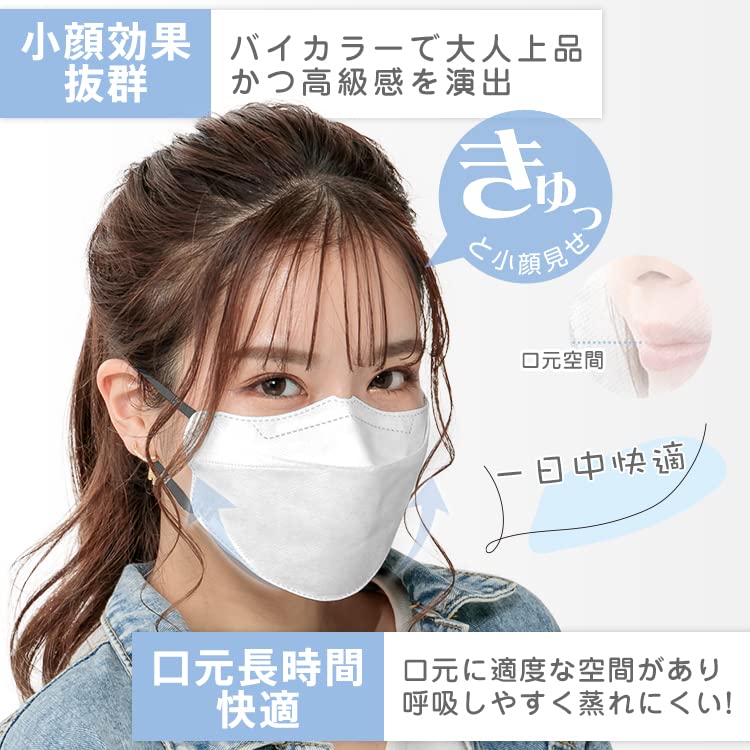 Kaitou Official Store Nonwoven Masks KF94 Bicolor 3D Comfortable Small Pink Beige Masks, Ears, Face, 40-Count, Medium, [Product Code]