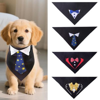Dog Tuxedo Collar with Bow Tie Adjustable Pet Tux Suit Bandana