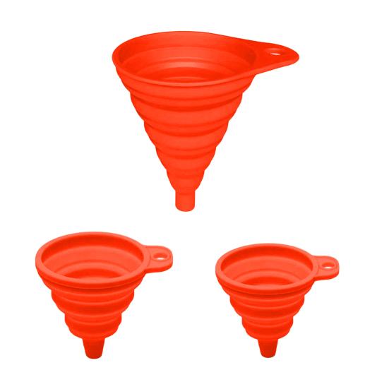 3Pcs Silicone Funnel Set Collapsible Kitchen Funnels Large Medium Small Funnels for Liquid Transfer Heat Resistant Bottling Kitchen Gadgets