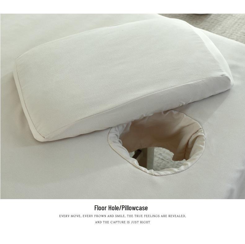 Lenzuolo sotto con angoli in cotone morbido e delicato sulla pelle, con foro centrale - Design minimalista per centri massaggi