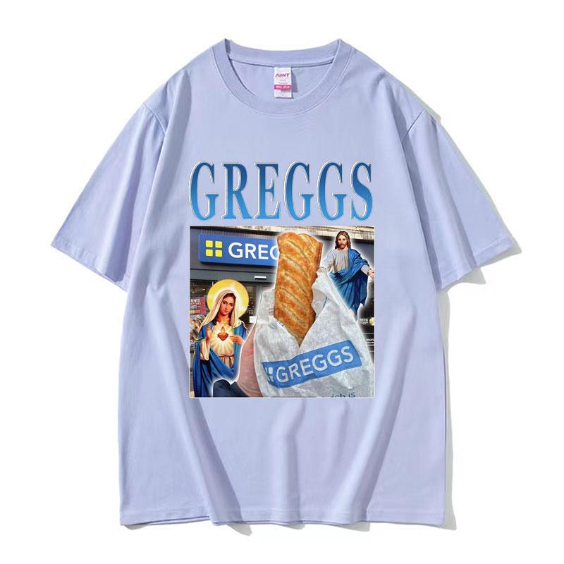 Greggs Homage Bakery Chain Funny Meme Graphic T Shirt Men Women Vintage Clothing Tees Casual Cotton Oversized Tshirt Streetwear