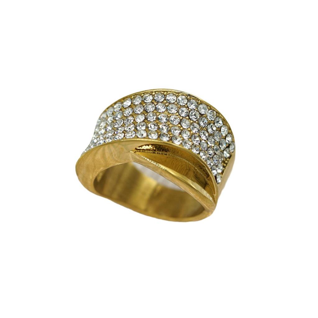 Cross-Border 18K Gold-Plated Hip Hop Ring with Irregular Inlaid Diamond