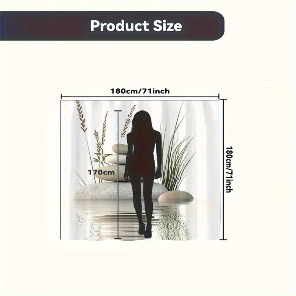Zen Stone Shower Curtain Water Reflection Nature Art Minimalist Design Bathroom Decor Waterproof Printed Bath Curtain Home