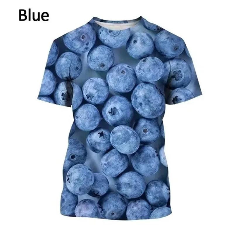 New 3D Fruits Lemon Orange Pritning T Shirt Blueberry Dragon Fruit Graphic