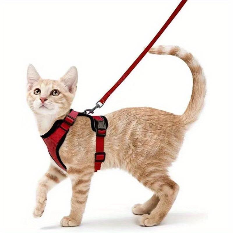 Cat Harness and Leash for Walking, Escape Proof Soft Adjustable Vest Harnesses for Cats, Breathable Reflective Strips Jacket