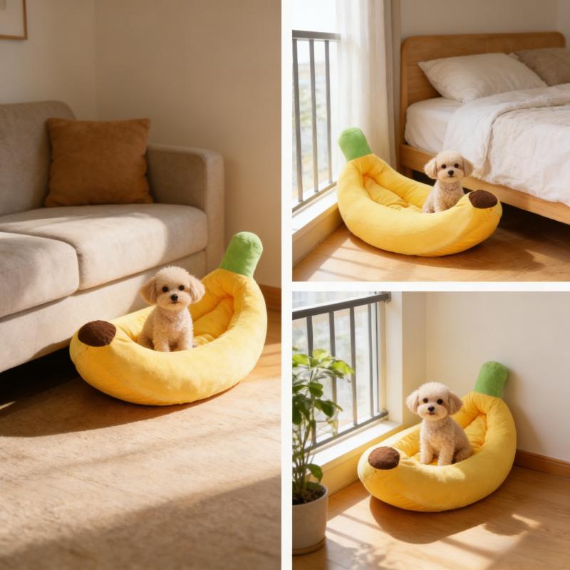 Banana Pet House Dog Cat Nest Warm Plush Toys Soft Plush Stuffed Cushion Creative Banana Home Living Room Decoration
