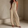 Damen Casual Jumpsuit, Bequemer Lockerer Jumpsuit, Sommer Ärmelloser Jumpsuit mit Weitem Bein, Weicher Dehnbarer Romper mit Taschen für Arbeit Party Urlaub