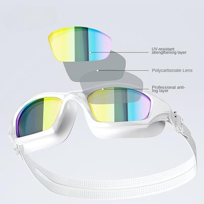 Lunettes de natation haute définition, étanches et antibuée, pour hommes et femmes, équipement de lunettes de natation professionnelles à grande monture pour adultes