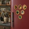 Home Decor Accessories 1/6Pcs Halloween Oval Frame Fridge Magnet Wooden Vintage Magnet Sets Refrigerator Kitchen Decoration Accessories Party Favors