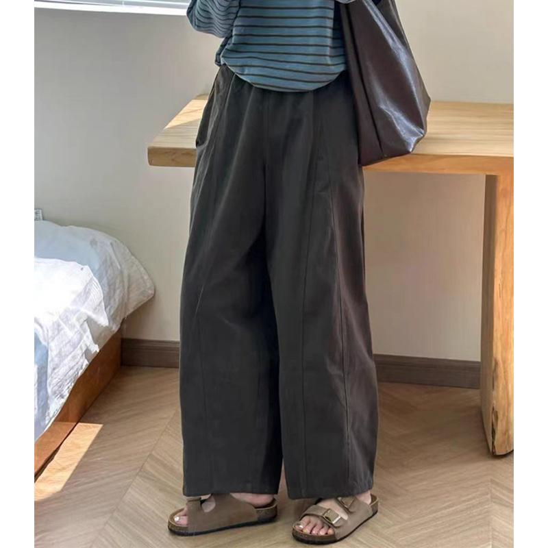 Women's High Rise Wide Leg Pants Loose Fit Versatile Polyester Trousers Draped Lazy Style Culotte Ankle Length Pants
