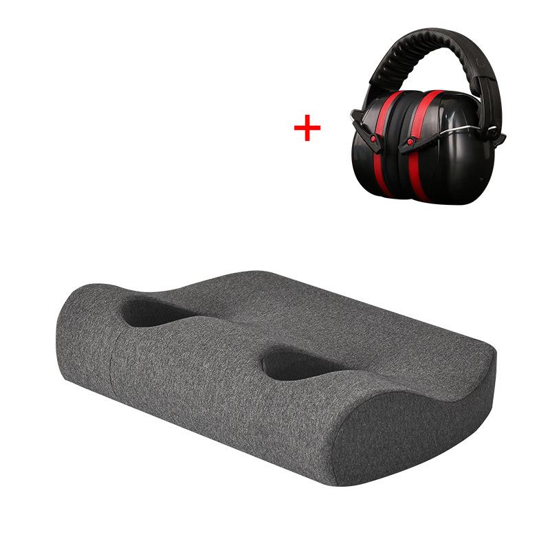 

Подушка для шеи из пены с эффектом памяти, с отверстиями и шумоподавляющими наушниками, удобная наволочка для защиты ушей, идеально подходит для путешествий и отдыха темно-серого
