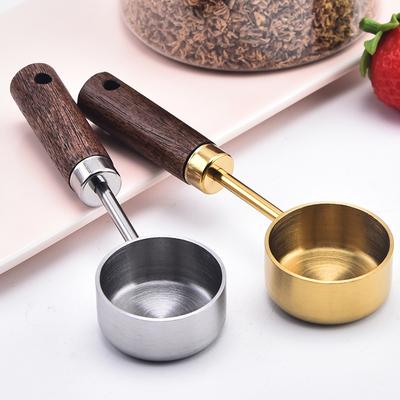 15ml Edelstahl Messlöffel Esslöffel Kaffee Scoop Holzgriff Zucker Pulver Kaffee Bean Messen Löffel Küche Werkzeuge