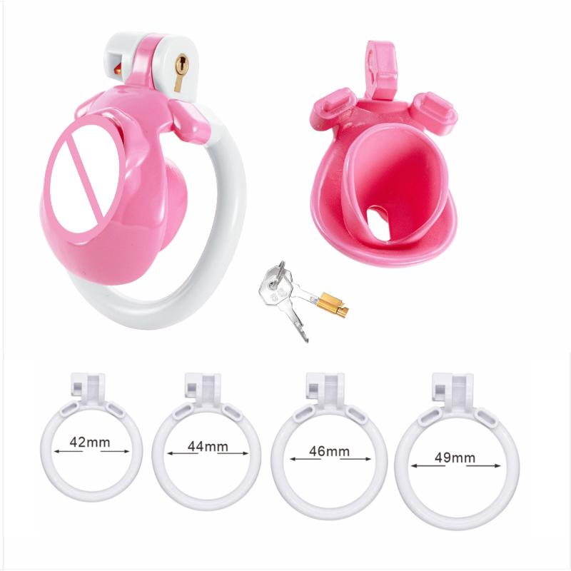 Pink Chastity Cage Sissy Negative Chastity Lock CB Lock Abstinence Restraint Cock Cage Urethral Chastity Device Adult Sex Toy18+