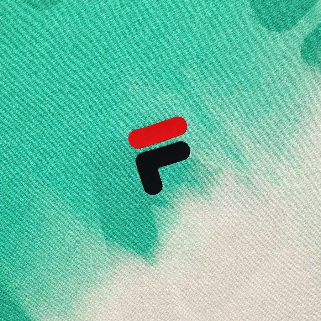 FILA American Vintage Tie-Dye Effect Letter Logo Print Crew Neck Pullover Short Sleeve T-Shirt Men Tops Green F11M128162F-ZA