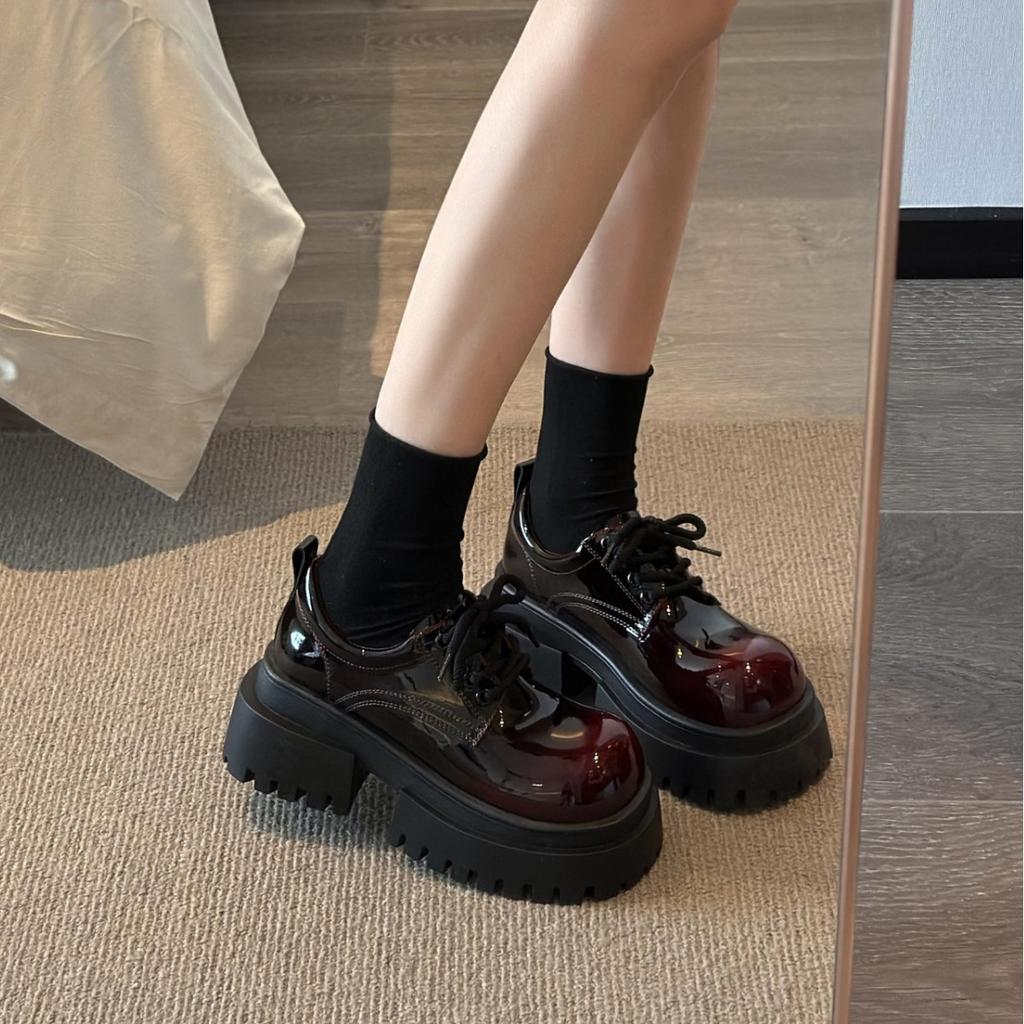 Retro big head small leather shoes women's 2025 spring and autumn new small height-increasing platform shoes British style loafers