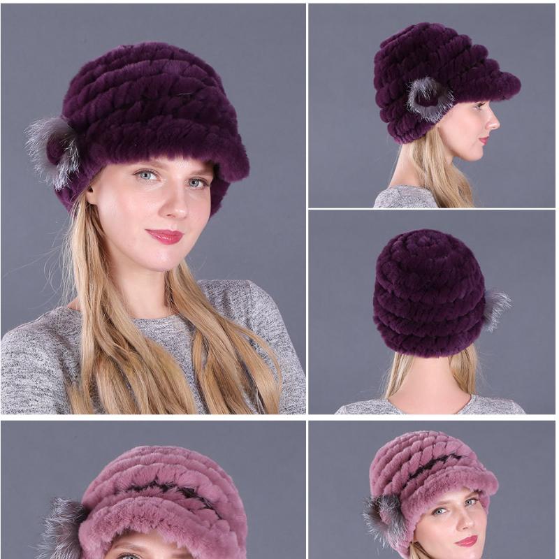 Women's Fashion Warm Rex Rabbit Hair Woven Hat Women's Winter Hat Fur Cap