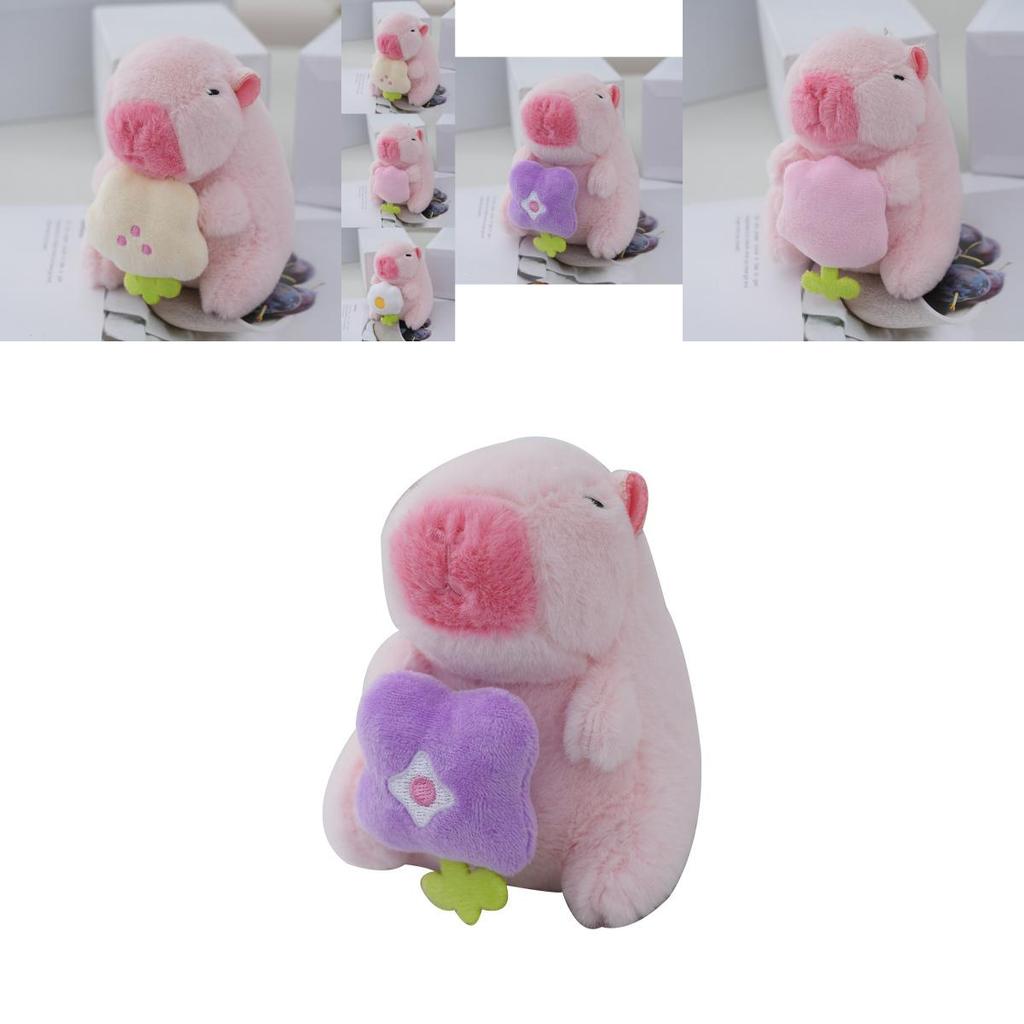 Cute Novelty Capybara Keychain Soft Pp Cotton Stuffed Animal Plush Doll