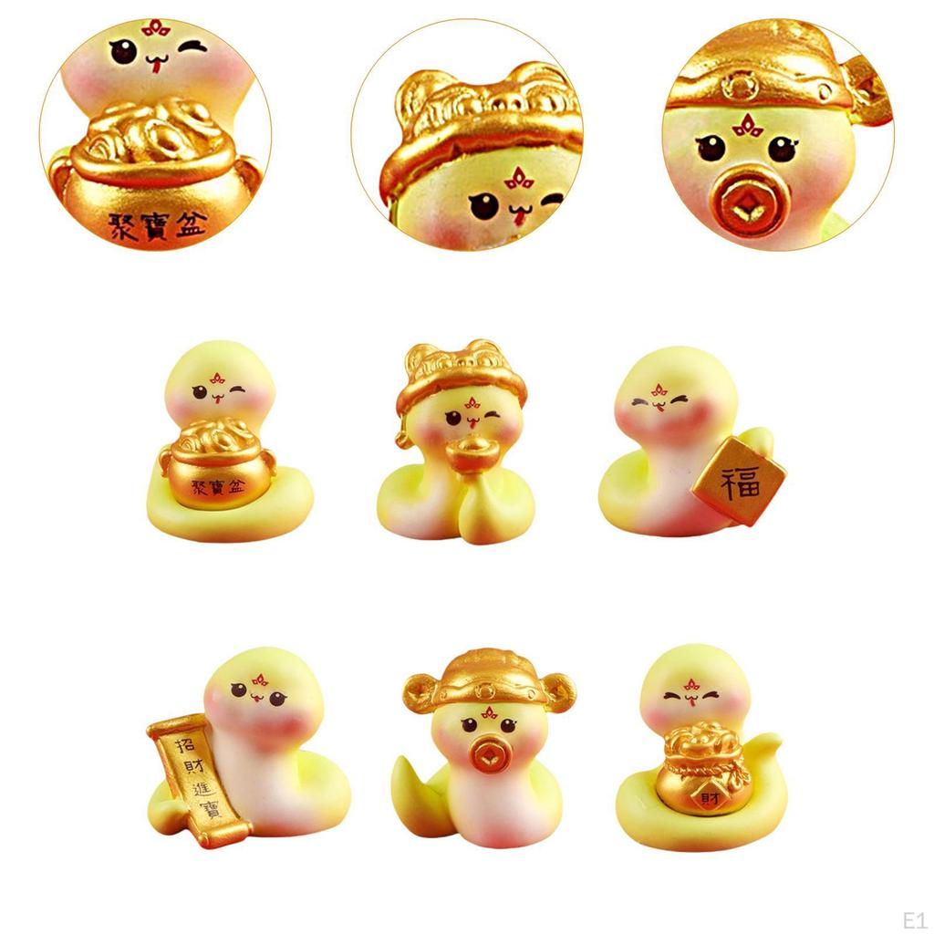 6 Pieces Miniature Snake Figurines Chinese Animal Statues Desktop Ornaments Small Sculptures for