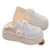 Platform White Shoes Women's Summer Mesh Shoes Women's Breathable Mesh Two and a Half Slippers with Wide-leg Pants Shoes Sports Board Shoes