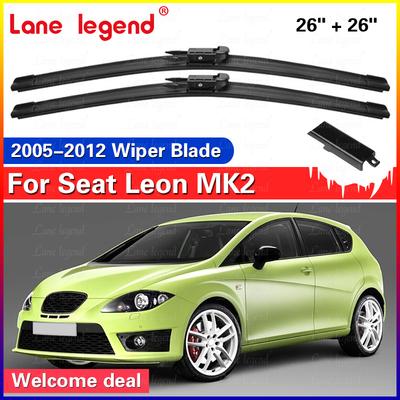 Car Wiper Blade Blades For Seat Leon MK2 2005-2012 26"+26" Windshield Windscreen Clean Rubber Cars Wipers Accessories 2010 2011