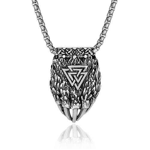 Скандинавский Викинг Треугольная Руна Лапа Медведя Подвеска из Нержавеющей Стали Мужские Доминирующие Украшения для Окружающей Среды