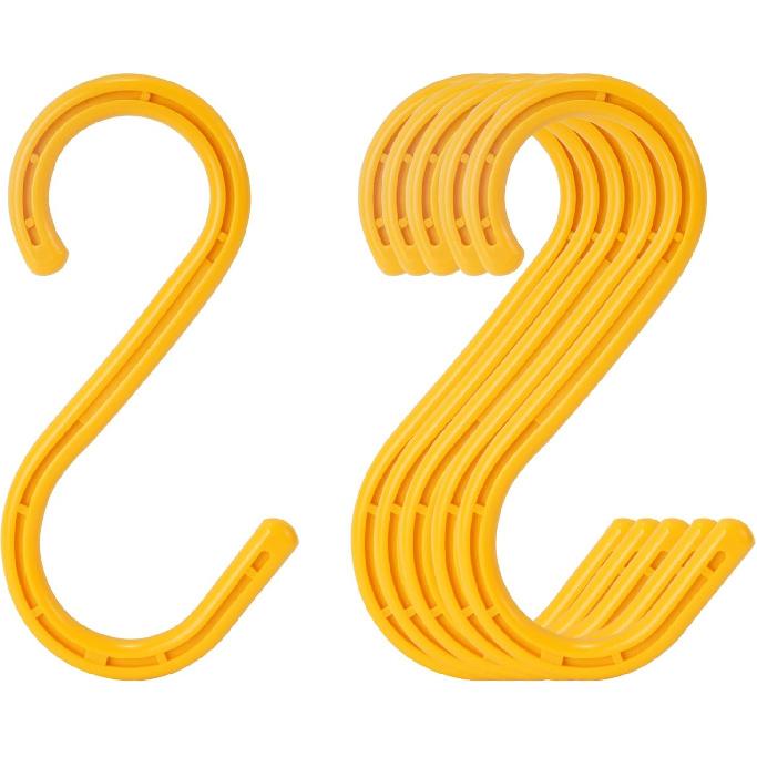 Heavy Duty ABS S Hooks, 6 Pack, 8.26Inch, Yellow, Ideal for Indoor/Outdoor, Kitchen, Closet, Bathroom, Garden, Tools, Construction