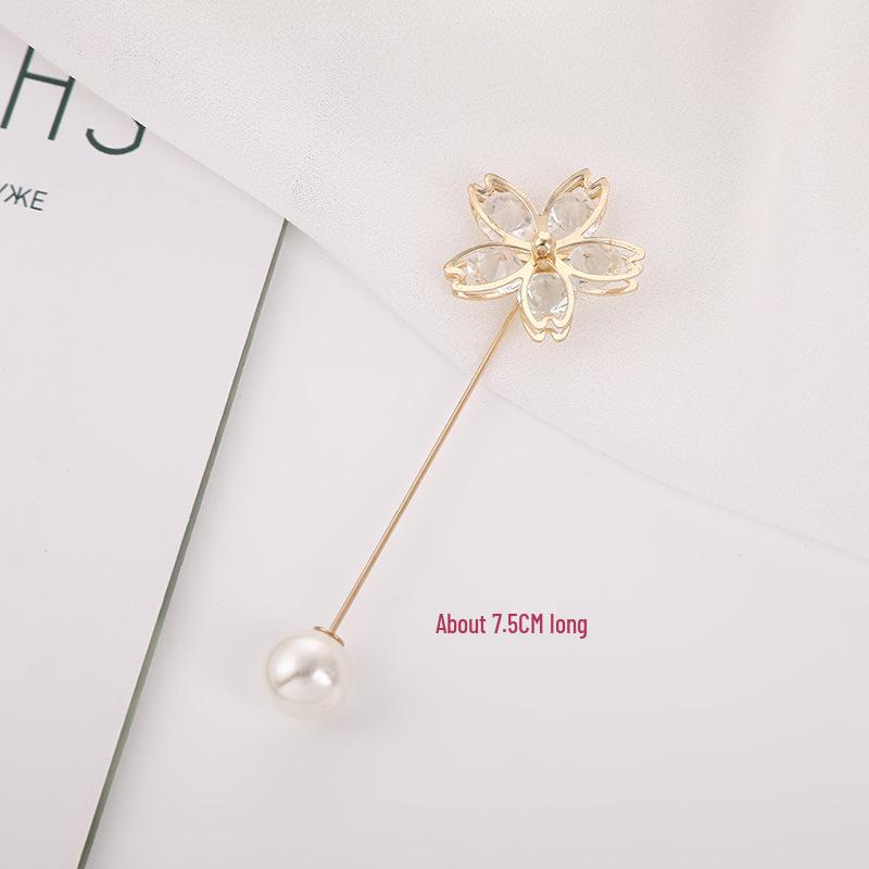 Taillenraffende Brosche mit Imitationsperlen und Strasssteinen, Anti-Expositionssicherheitsnadel, Ein-Wort, Gebogen, Gerader Einsteckstift.