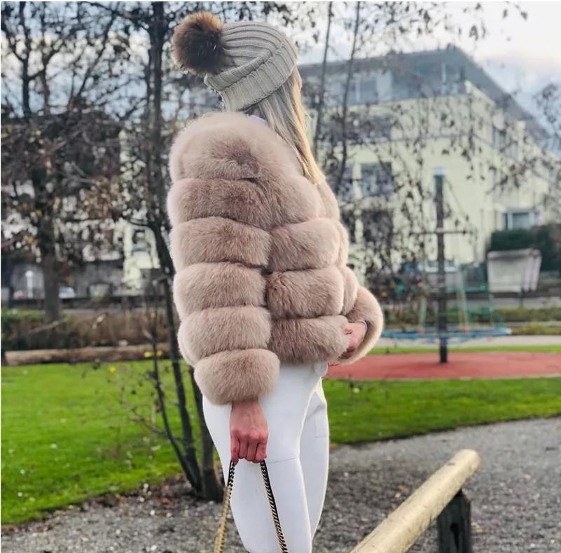 Kurzer Wintermantel aus Kunstfuchs für Damen - Europäischer & Amerikanischer Stil, Langärmelig
