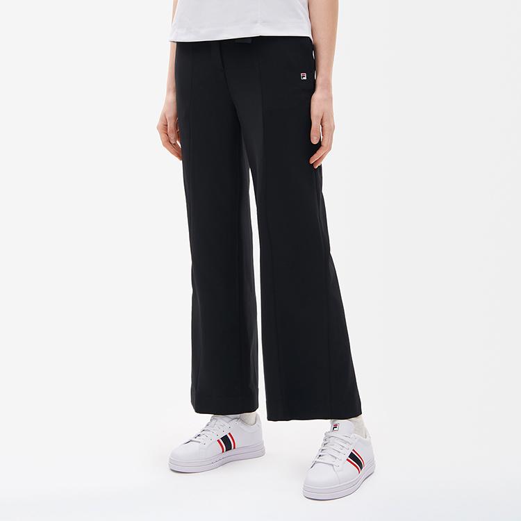 FILA Solid Color Logo Wide Leg Woven Casual Suit Pants Women pants Black F11W231803F-BK