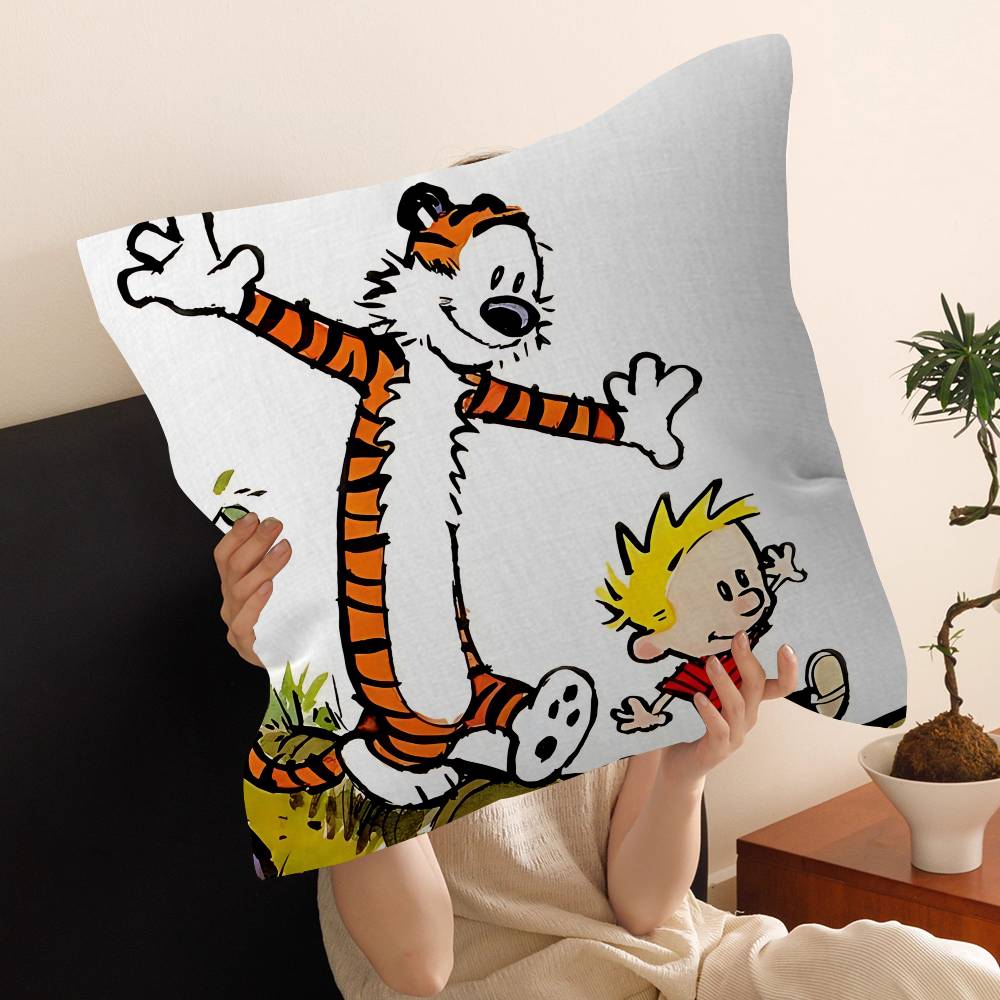 Anime Calvin And Hobbes Cushion Cover Inches Farmhouse Decor Home Throw Pillow Covers For Couch Decorations