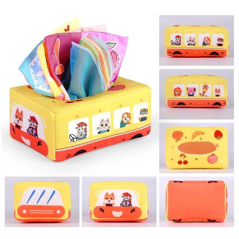 Strapazierfähiges Baby-Taschentuchbox-Spielzeug Für die Früherziehung Weicher Stoff Reißfest Für 0-1-Jährige