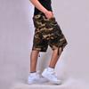 Men solid khaki multi pocket cargo knee shorts loose fit outdoor street casual walking bottoms